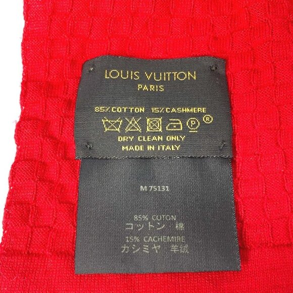 LOUIS VUITTON M75131 Echarpes micro Damier Scarf cotton / Cashmere Red - Picture 5 of 12
